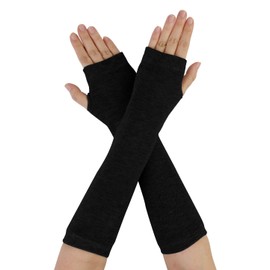 Allegra K Unisex Classic Fashion Stretch Fingerless Arm Warmmer Oversleeve One Size Black