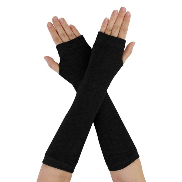 Allegra K Unisex Classic Fashion Stretch Fingerless Arm Warmmer Oversleeve One Size Black