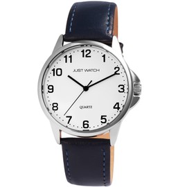 Just Watch Bernard JW20160 Men's Watch Genuine Leather Pin Buckle Analogue Quartz, blue, Strap.