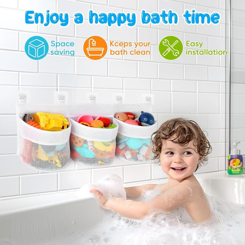 XNBTFK Large Bath Toy Storage Organizer with 3 Compartment Large