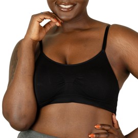 Coobie Seamless Lace Back Scoopneck Bra,(Black, One Size