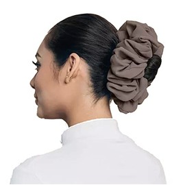 Plain Chiffon Elasticated Scrunchie Hair Bobble Bun Under Hijab Volumiser (Sand)