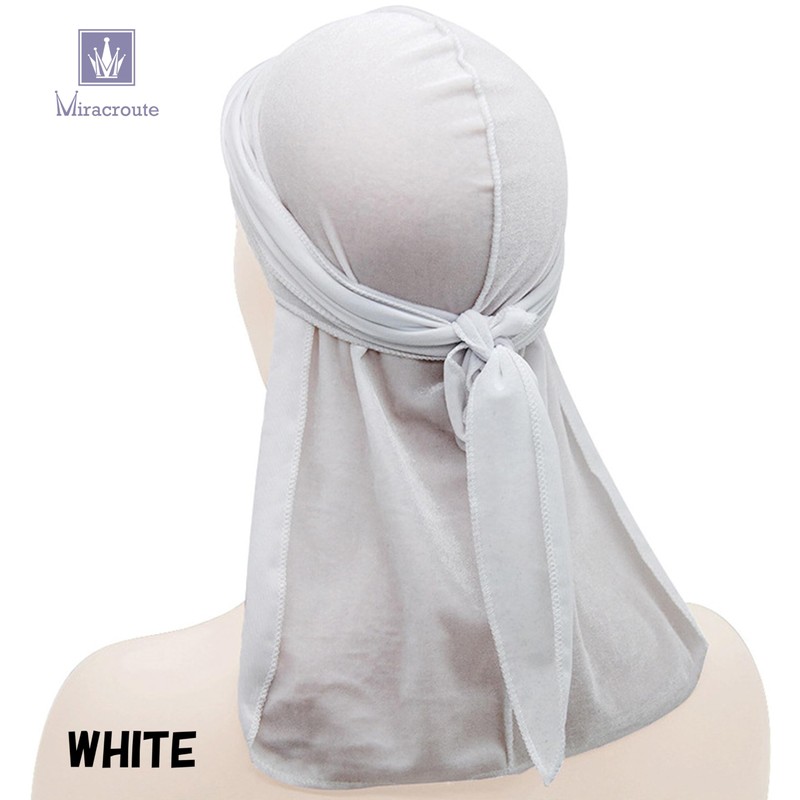 Miracroute Velvet Fabric Durag Hip Pop Dance DU-RAG Black White