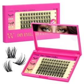 Eyelash Clusters, 72 Pieces, Cluster Eyelashes, D Curl Cluster Eyelash Extensions, Mix 10-16 mm, Individual Eyelash Clusters, Wispy DIY Eyelash Extension, Thin Band for Makeup at Home (Lover, D-Mix 10