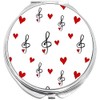 Music Treble Clef Red Hearts Compact with Mirrors - Perfect