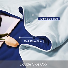 LLanCL Cooling Blankets for Hot Sleepers - Cool Like Ice Cream Lightweight Blanket for Summer with Double Side Cold, Cooling Comforter, Quilt for Bed (Full/Queen Size 79" x 91" Dark Blue/Blue)