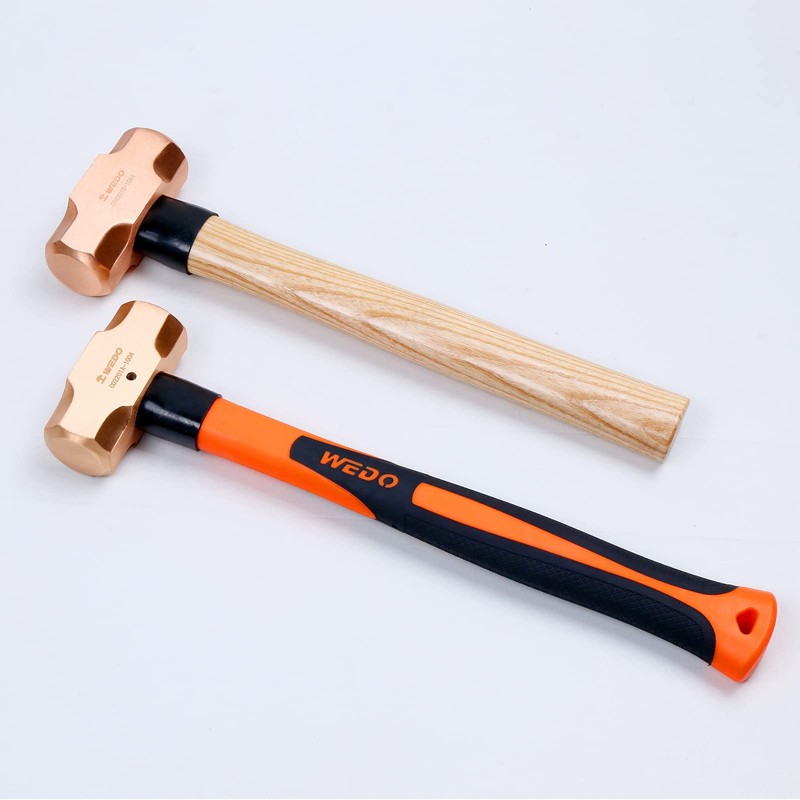 WEDO Copper Sledge Hammer with Fiberglass Handle,Long Straight Handle,Length 400mm(16"),5lb