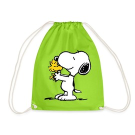 Spreadshirt Peanuts Snoopy and Woodstock Gym Bag, neon green