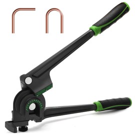 Pumtus 3 in 1 Pipe Tube Bender, 1/4'' 3/8'' 1/2'' Manual Tubing Bender, 180° HVAC Copper Bending Tool with Rubber Handle, Brass Thin Steel Pipes Bender for Air Conditioning Refrigerator Repair