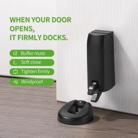 TUNNY Matte Black Door Stops 1 Pack Soft Door Stoppers for Wall and Floor Mounting, Door Holder Keep Door Open Hydraulic Stop Slow Door Stop Applicable Interior Door Office Door