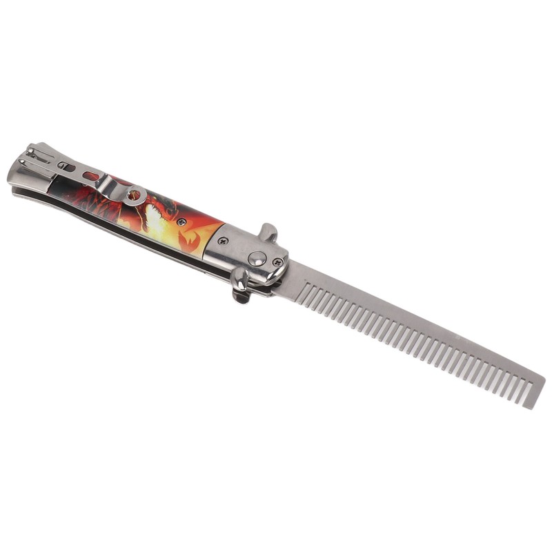 Hairdressing Spring Comb Stainless Steel Folding Portable Switchblade Comb for
