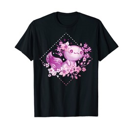 Axolotl with Kawaii Axolotl Cherry Blossoms T-Shirt