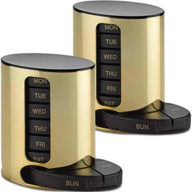 Weekly Pill Box 2 Pack - 4 Times Per Day Stackable Daily Medication Reminder Weekly Medication Box for Morning/Afternoon with 7 Individual Stackable Containers