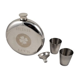 Irish Luck 10 Ounce Round Flask Gift Set-Great Ireland Themed Gift