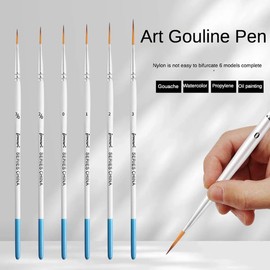 6 Pcs Set Nylon Hair Long Tail Extremely Fine Cartoon Art Line Outline Detail Brush Painting Birch Short Rod Watercolor Pen