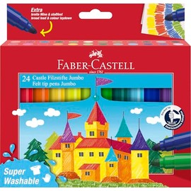 Faber-Castell Jumbo Markers, Pack of 24, Multi-Colour, Super Washable (154324)