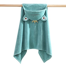 YeBon Kids Hooded Towel Soft Absorbent Bath Towel with Cute Frog Design for Babie, Toddler, Infant Perfect Shower Gifts for Boys and Girls 55"x28" (Green Frog)