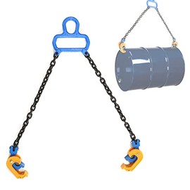 IRONWALLS Chain Drum Lifter with 1T/ 2204LBS Capacity, Upgraded G80 Lifting Chain Sling with Self-Lock Hook Lifting Clamp for 30 & 55 Gallon Metal/Plastic Drum Barrel, Fits for Crane, Forklift