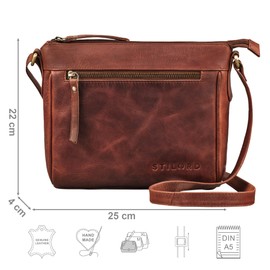 STILORD 'Mirabelle' Women's Leather Shoulder Bag - Timeless Bag Perfect as Shoulder Bag - Classic Shoulder Bag Leisure Bag Handbag for Hanging Genuine Leather, Porto - Cognac