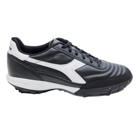 Diadora Calcetto LT Turf Soccer Shoe, Black/White, 7.5 US