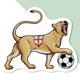 4 x Small 50mm 'England Lioness & Football' Permanent Sticker Decals for Cars/Windows/Bins/Walls etc (DW00091564)