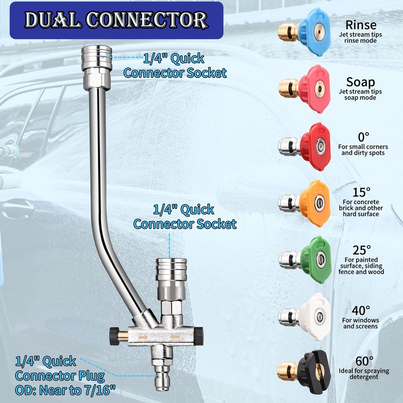 Foam Cannon for Pressure Washer with Dual Connector, Balabulala Car