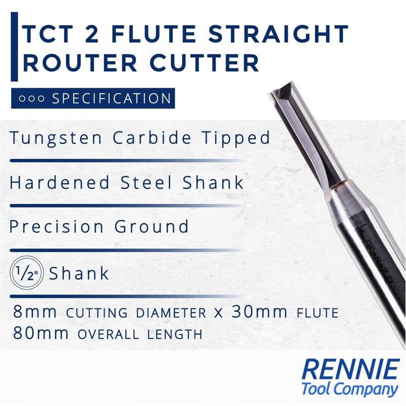 Rennie Tools - 8mm Cutting Diameter x 30mm Flute x