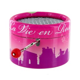 Round Hand-cranked Musical Box/Music Box Made of Reinforced Cardboard - La Vie en Rose (Louiguy/Piaf)