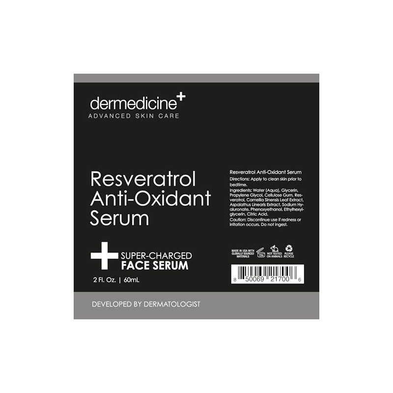 Dermedicine Srum Lquido De Resveratrol Para El Cuidado Facial, Efecto