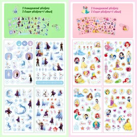 Kids Stickers, 300+ Cartoon Princess Stickers Party Favour Set for Girls Boys Removable 3D Cartoon Stickers Crafts Notebook Stickers for Children Age 6-12, Theme Party Decoration, Water Bottle