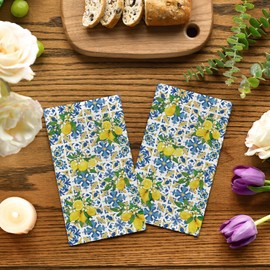 50 Spring Summer Disposable Paper Decorative Guest Napkins, South Italy Lemon Italian Hand Towel for Party Lunch Dinner Kitchen Bathroom