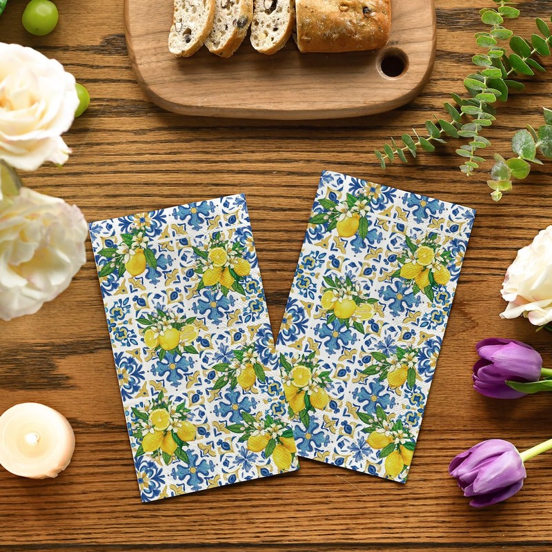 50 Spring Summer Disposable Paper Decorative Guest Napkins, South Italy