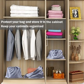 10 Pack Silk Dustproof Drawstring Bag Travel Storage Pouch, Silk Cloth Bag With Drawstring Large Storage Pouch for Handbag Purse Shoes Boots, Gray, 23.6 × 19.6 in, Dust Bags for Handbags