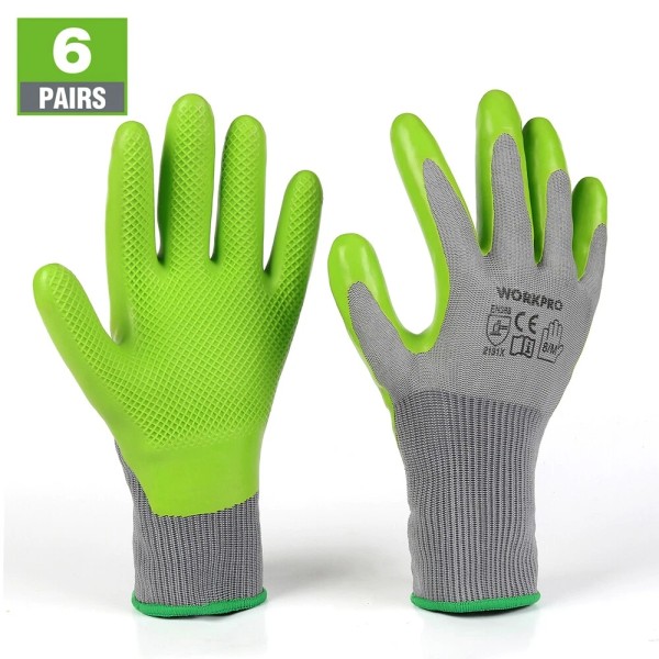 WORKPRO 6-Pairs Medium Size Garden Gloves Work Gloves with Eco