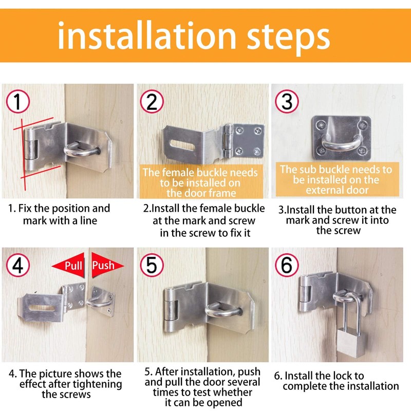 Zythrem 2 Pcs Right Angle Padlock Hasp, 304 Stainless Steel
