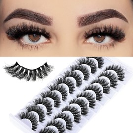 FARRED Eyelashes 8-14mm Short Lashes Cat Eye Wispy Lashes Faux Mink Lash 8D Fluffy Eyelash 10 Pairs Pack