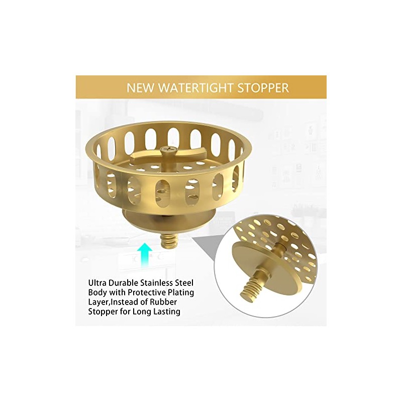 Gold Sink Drain Strainer 3-1/2 Inch Kitchen Sink Drain Assembly