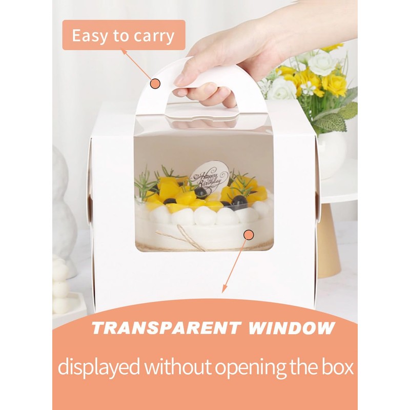 PQZKLDP 10pcs 6 inch cake boxes with cake boards,6x6x6 In