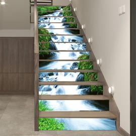 KACOLOR 3D Natural Landscape Self-Adhesive Stairs Risers Stickers Wall Murals Vinyl Staircase Stickers Wallpaper Decor 39.3 x7.08Inch x 13PCS (SP-T126)
