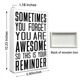You Are Awesome Sign Wood Box,Inspirational Quote Wooden Block Sign for Home Office Tabletop Shelf Decor 10'' L x 6'' H,Motivational Desk Decor Accessories for Women