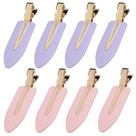 YIERSO 8 Pcs No Bend Hair Clips No Crease Duckbill Barrettes for Salon Hairstyle Women Girls - Flat Creaseless Alligator Hair Clips (Pink+Purple)