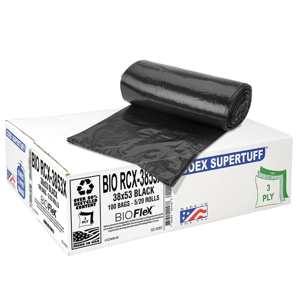 Aluf Plastics 44 Gallon Black Trash Bags (100 Count) With