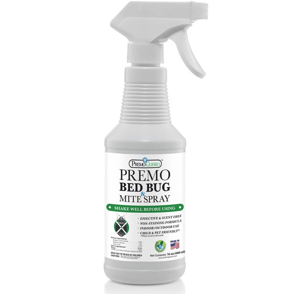 Bed Bug Killer Spray by Premo Guard – 16 oz – Fast Acting – Stain & Scent Free – Child & Pet Friendly – Best Extended Protection – Industry Approved – Satisfaction Guarantee