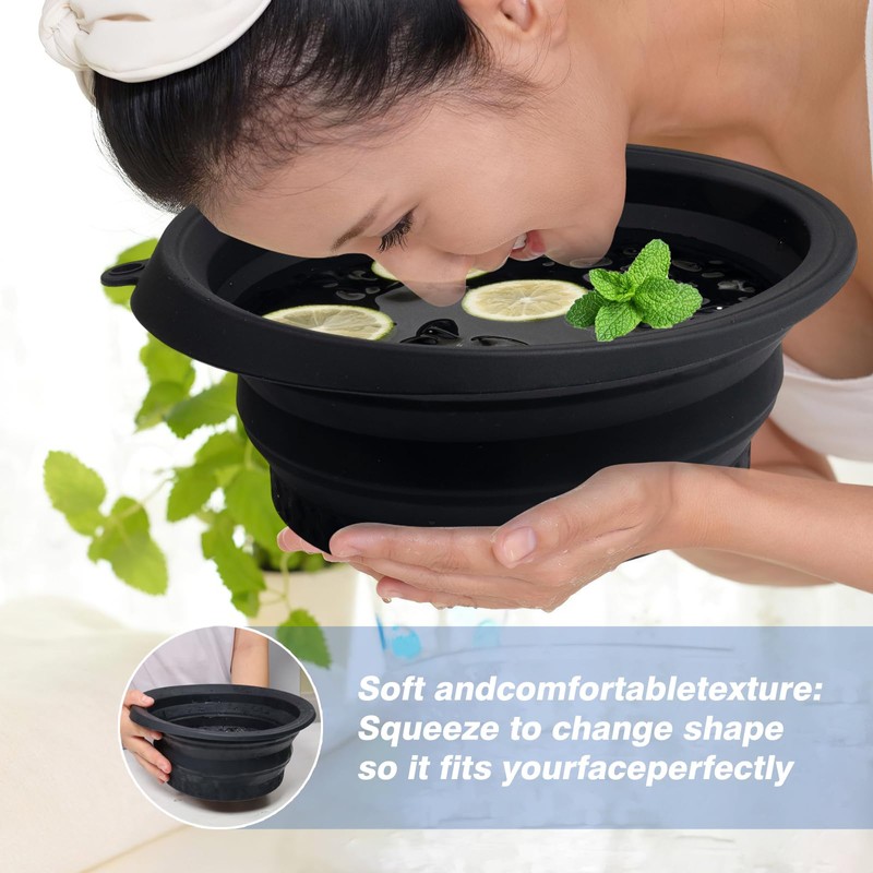 FORTAKASY Facial Ice Bath Bowl with Built-In Ice Tray, Foldable