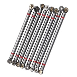 RC Link Rods, 8Pcs Aluminium Alloy Chassis 313mm Wheelbase Link Rod for Axial SCX10 1/10 Scale RC Crawler Car Upper & Lower Rod Link Linkage Wheelbase Upgrade Parts(Ti)