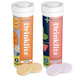 Drinklits Orange Daily Hydration + Strawberry Immune Support (2) Tube Combo Pack | Great Taste – Gluten Free – Travel Essential | 20 Servings (10 Tablets Per Tube)