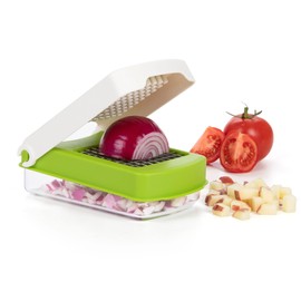 Starfrit Onion Chopper - One-Push Dicing - Stainless Steel Blades - 500ml Container - Green