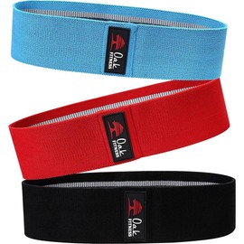 Oak Fitness Fabric Resistance Bands. Legs and Butt Non-Slip Booty Bands, Glute Bands, Workout Fitness Bands for Women/Men/Beginners/Yoga, Athletes Strength Training, Fitness (Blue, Red and Black)