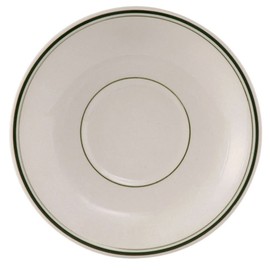 Yanco GB-2 Green Band Saucer, 6.125" Diameter, China, American White Color, Pack of 36