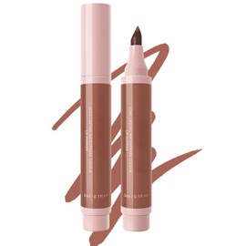 Generic Lip Stain Pen Waterproof Long Lasting Matte Lip Liner Stain, Hydrating Lip Marker Smudge-Proof Natural Finish, Lip Stain Makeup for Women, Red Nude Brown Colors for All-Day Wear (#02)